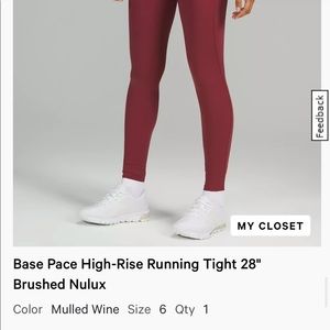 Base pace lululemon leggings